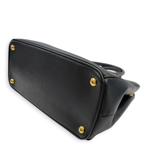 Galleria Medium Nero Top Handle Bag in Saffiano Leather Gold hardware