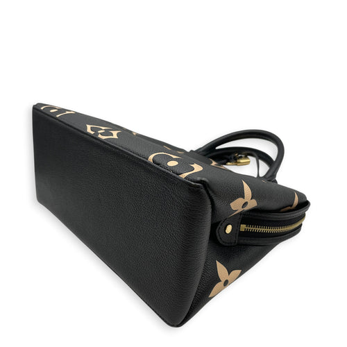 Petit Palais  Black/Beige Top Handle Bag in Monogram Empreinte Leather Gold hardware