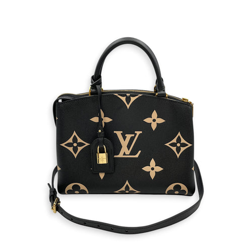 Petit Palais  Black/Beige Top Handle Bag in Monogram Empreinte Leather Gold hardware