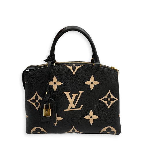 Petit Palais  Black/Beige Top Handle Bag in Monogram Empreinte Leather Gold hardware
