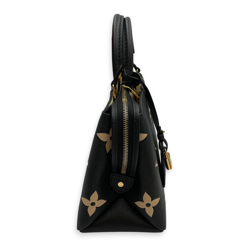 Petit Palais  Black/Beige Top Handle Bag in Monogram Empreinte Leather Gold hardware