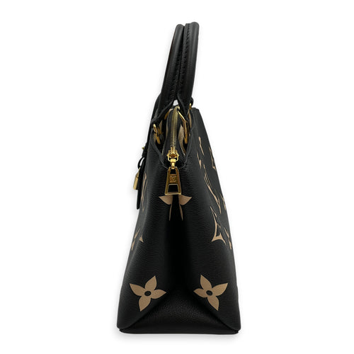 Petit Palais  Black/Beige Top Handle Bag in Monogram Empreinte Leather Gold hardware