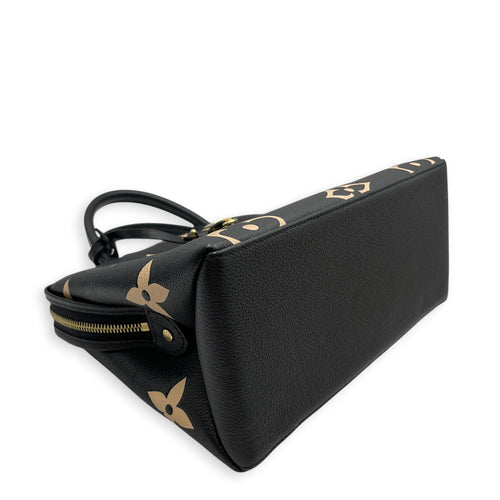 Petit Palais  Black/Beige Top Handle Bag in Monogram Empreinte Leather Gold hardware