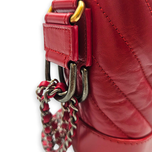 Gabrielle Small Red Shoulder Bag in Calfskin Mixed hardware