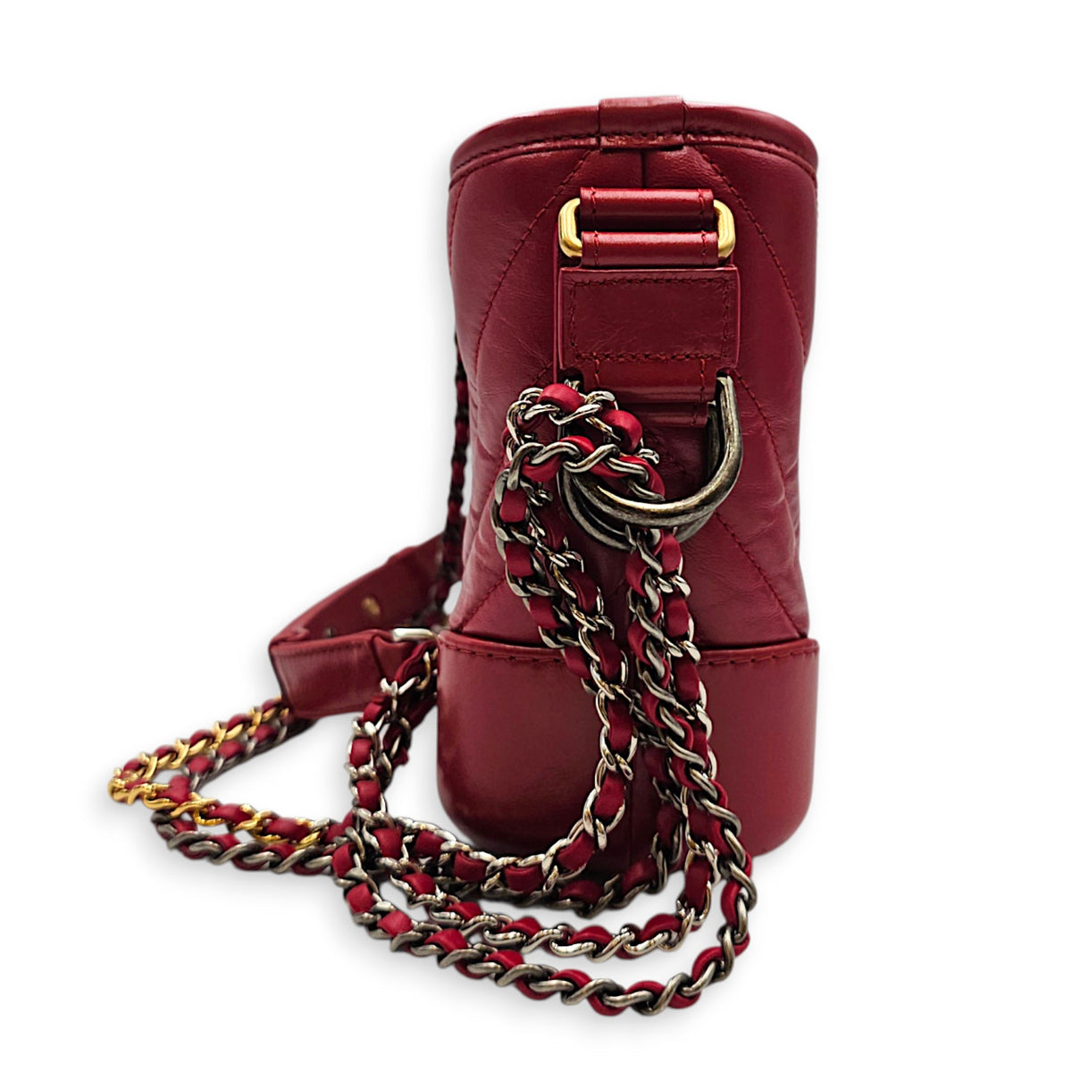 Gabrielle Small Red Shoulder Bag in Calfskin Mixed hardware