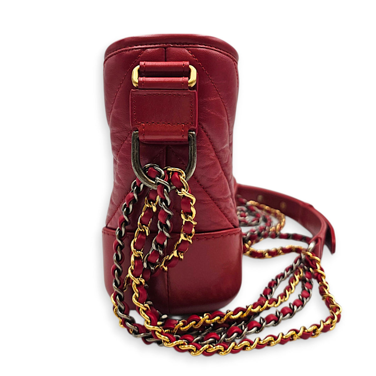 Gabrielle Small Red Shoulder Bag in Calfskin Mixed hardware
