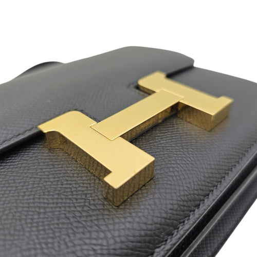 Constance Mirror 18 Noir in Epsom Gold hardware