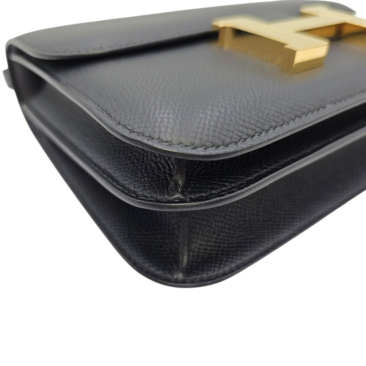 Constance Mirror 18 Noir in Epsom Gold hardware