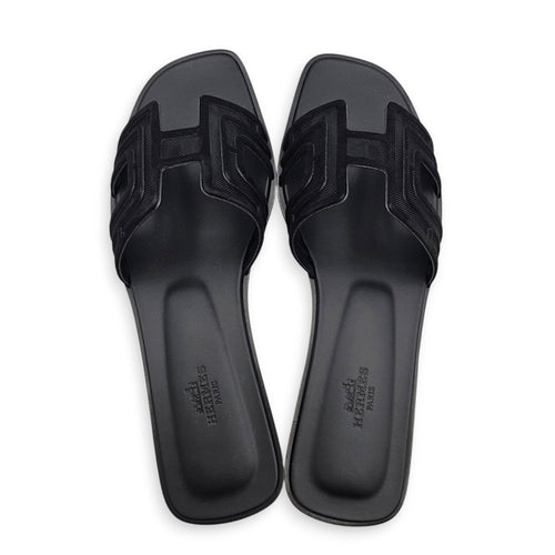 Oran 39 Noir Sandals in Suede Leather