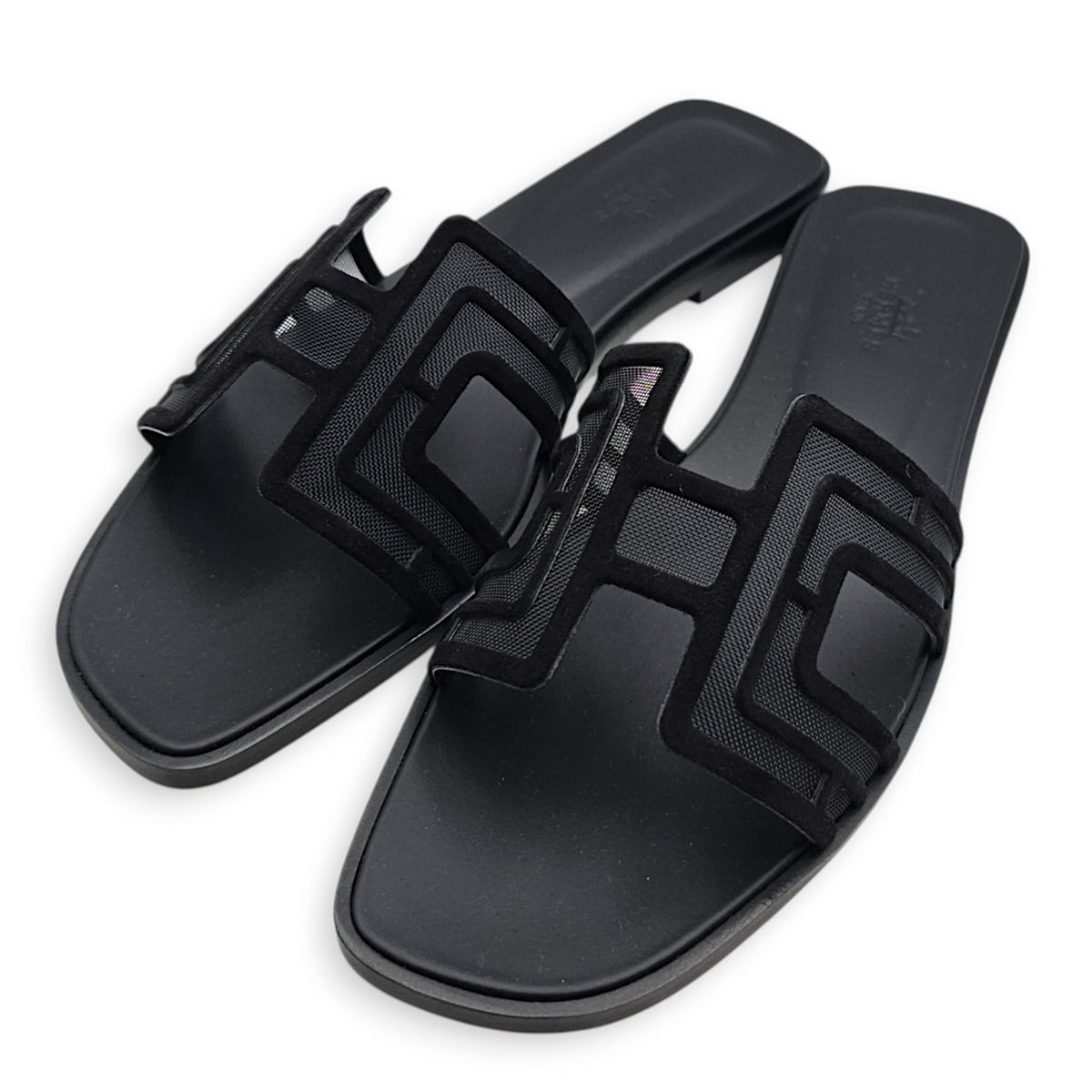 Oran 39 Noir Sandals in Suede Leather