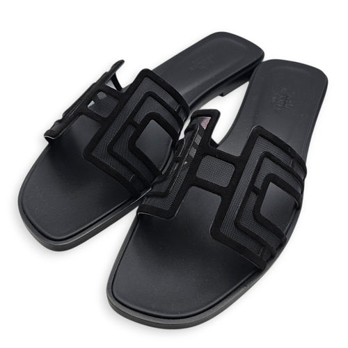 Oran 39 Noir Sandals in Suede Leather