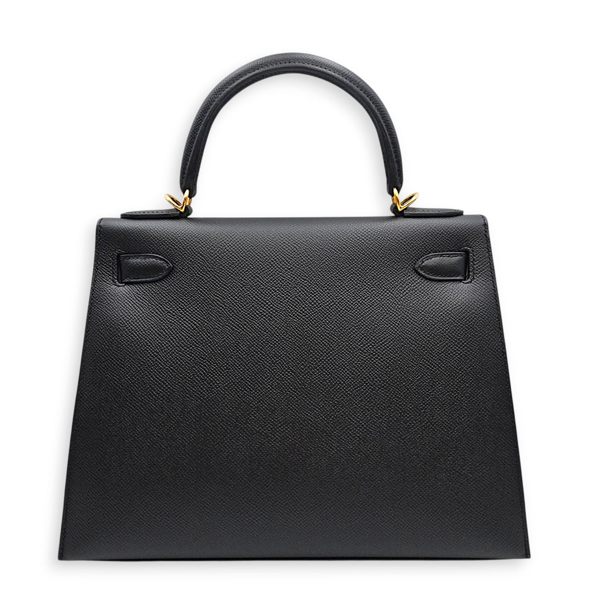 Sellier Kelly 28 Noir in Epsom Gold hardware