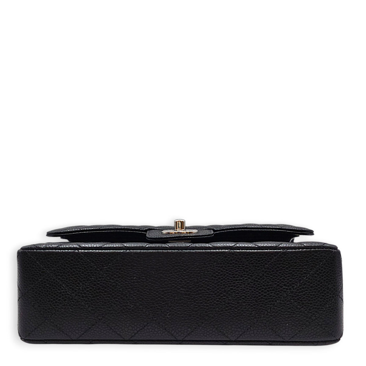 Classic Small Black Shoulder Bag in Caviar Leather Silver hardware