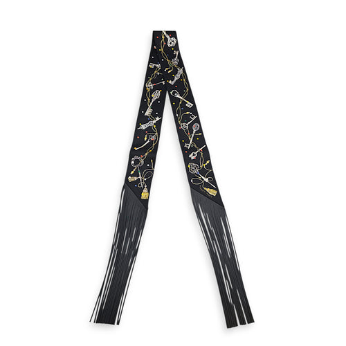 Les Cles a Pois Leather Fringes Twilly  Noir Twilly