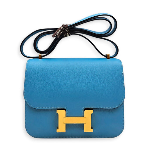 Constance 18 Bleu du Nord in Evercolor Gold hardware