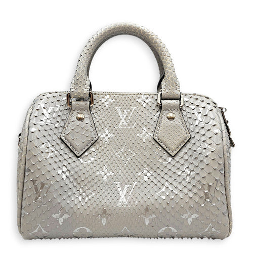 Speedy Bandouliere 20 Grey Top Handle Bag in Python Leather Silver hardware