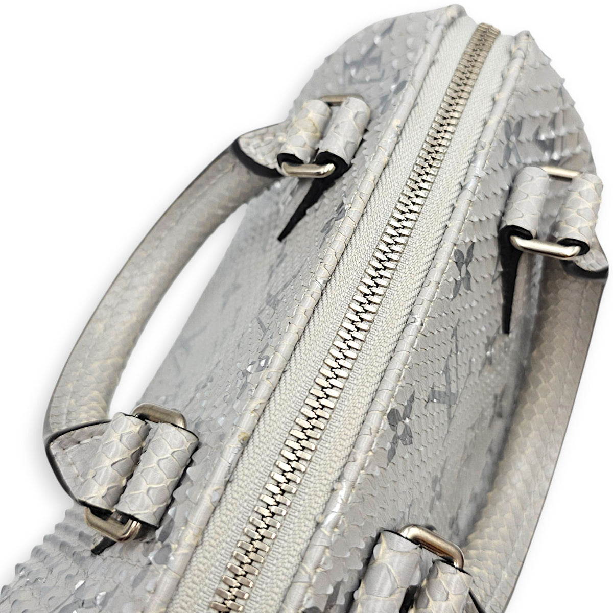 Speedy Bandouliere 20 Grey Top Handle Bag in Python Leather Silver hardware