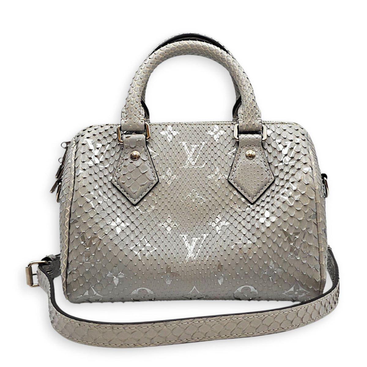 Speedy Bandouliere 20 Grey Top Handle Bag in Python Leather Silver hardware
