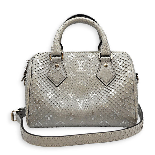 Speedy Bandouliere 20 Grey Top Handle Bag in Python Leather Silver hardware