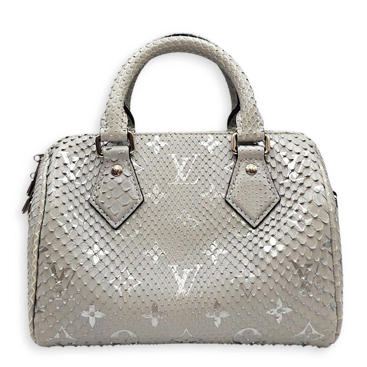 Speedy Bandouliere 20 Grey Top Handle Bag in Python Leather Silver hardware
