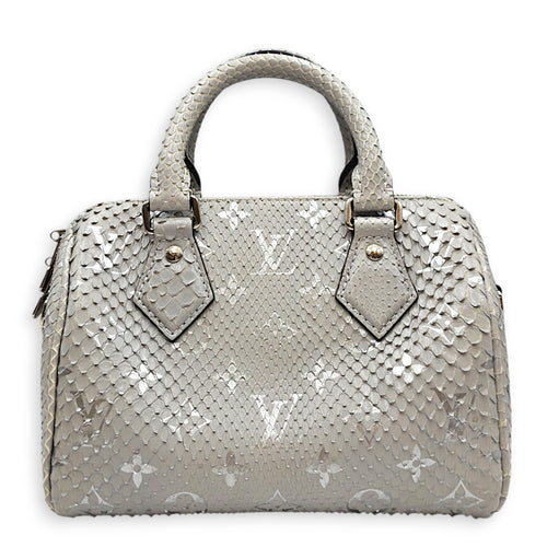 Speedy Bandouliere 20 Grey Top Handle Bag in Python Leather Silver hardware