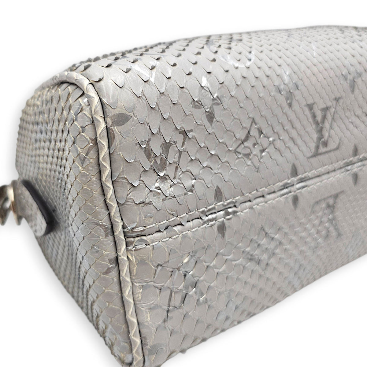 Speedy Bandouliere 20 Grey Top Handle Bag in Python Leather Silver hardware