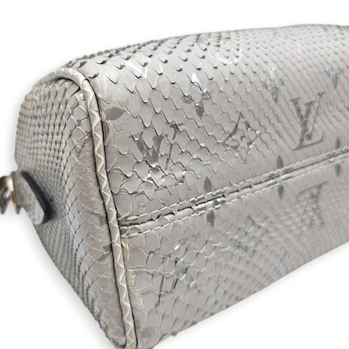 Speedy Bandouliere 20 Grey Top Handle Bag in Python Leather Silver hardware