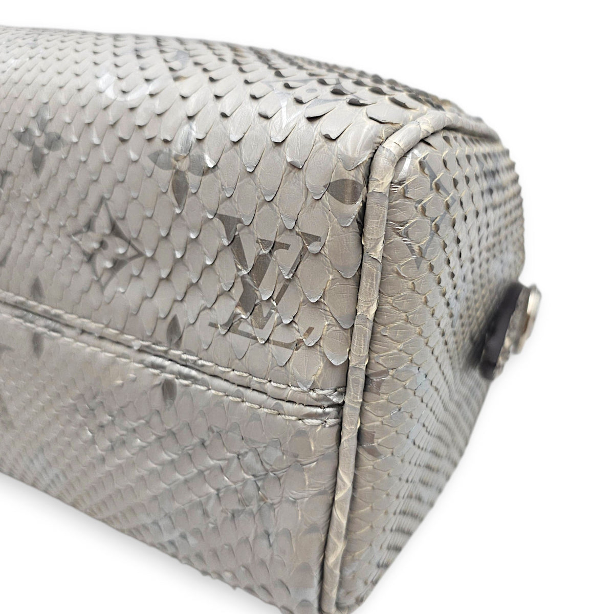 Speedy Bandouliere 20 Grey Top Handle Bag in Python Leather Silver hardware