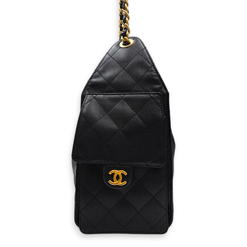C25 Small Black Tote Bag in Caviar Leather Gold hardware