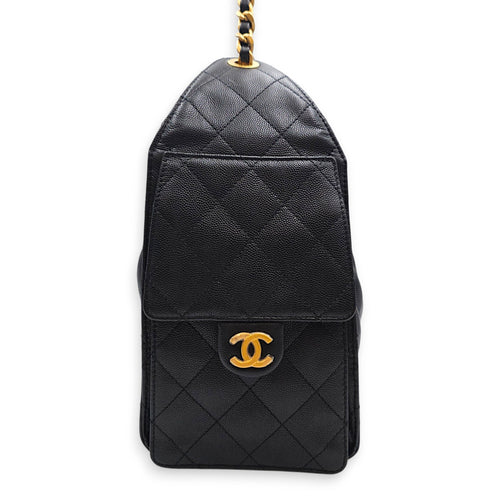 C25 Small Black Tote Bag in Caviar Leather Gold hardware