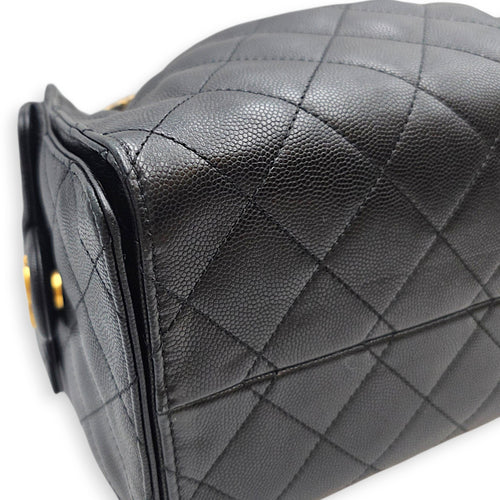 C25 Small Black Tote Bag in Caviar Leather Gold hardware