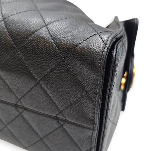 C25 Small Black Tote Bag in Caviar Leather Gold hardware