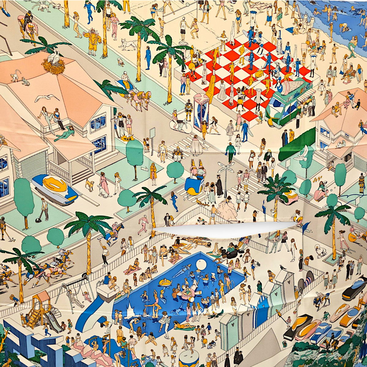 Hermes On The Beach Dossard Scarf 90 Multi Scarf