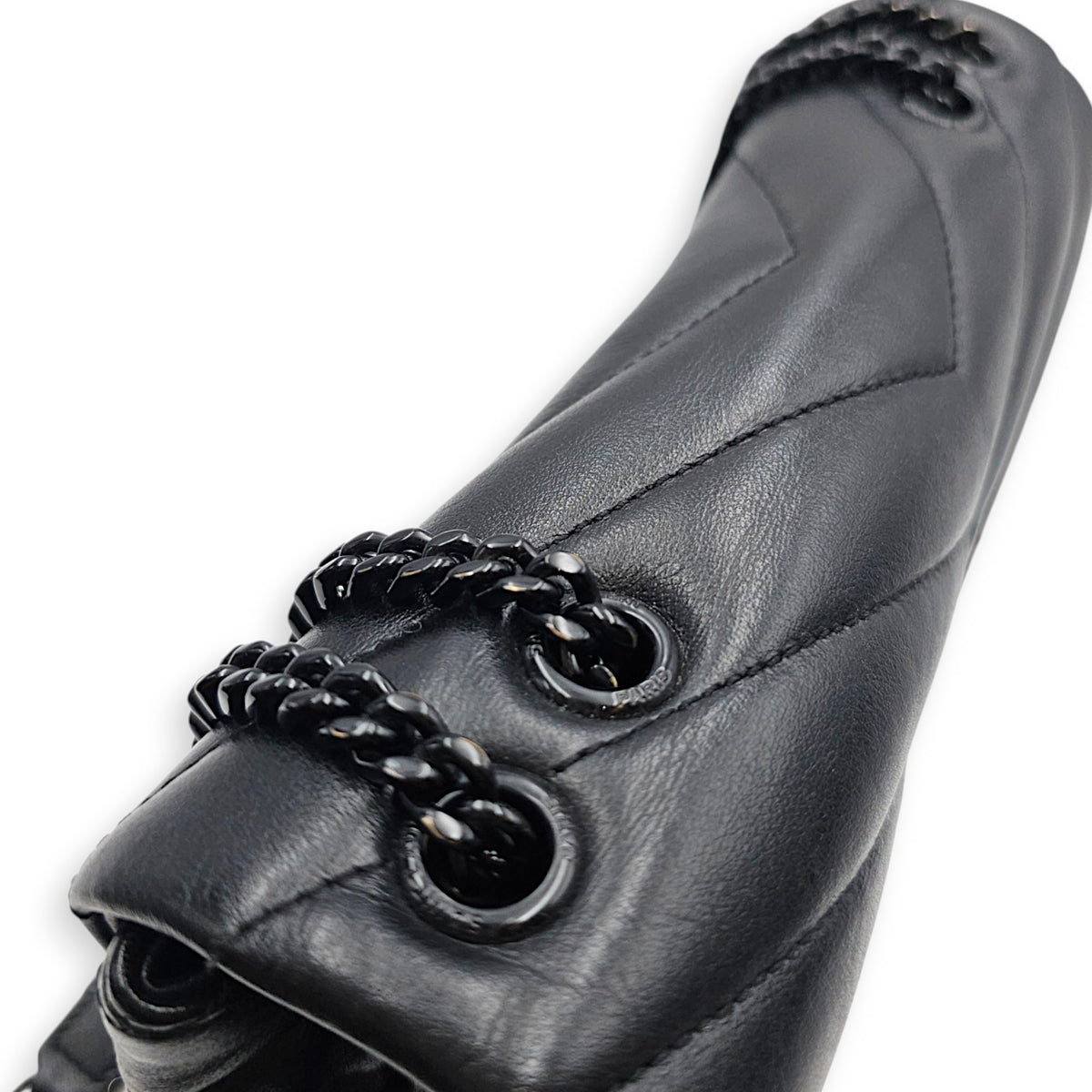 Loulou Medium Black Shoulder Bag in Calfskin Ruthenium hardware
