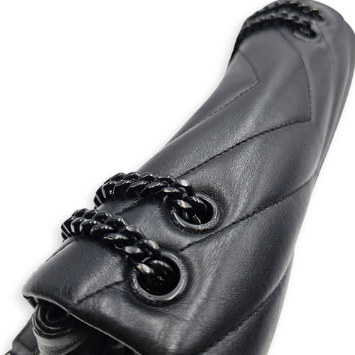 Loulou Medium Black Shoulder Bag in Calfskin Ruthenium hardware