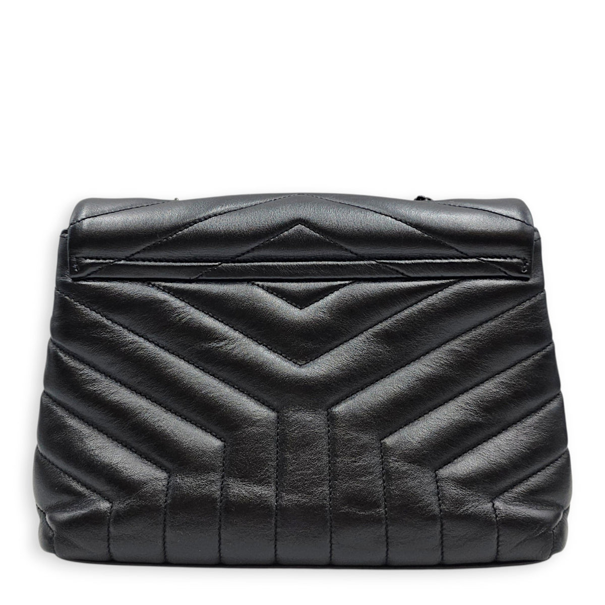 Loulou Medium Black Shoulder Bag in Calfskin Ruthenium hardware