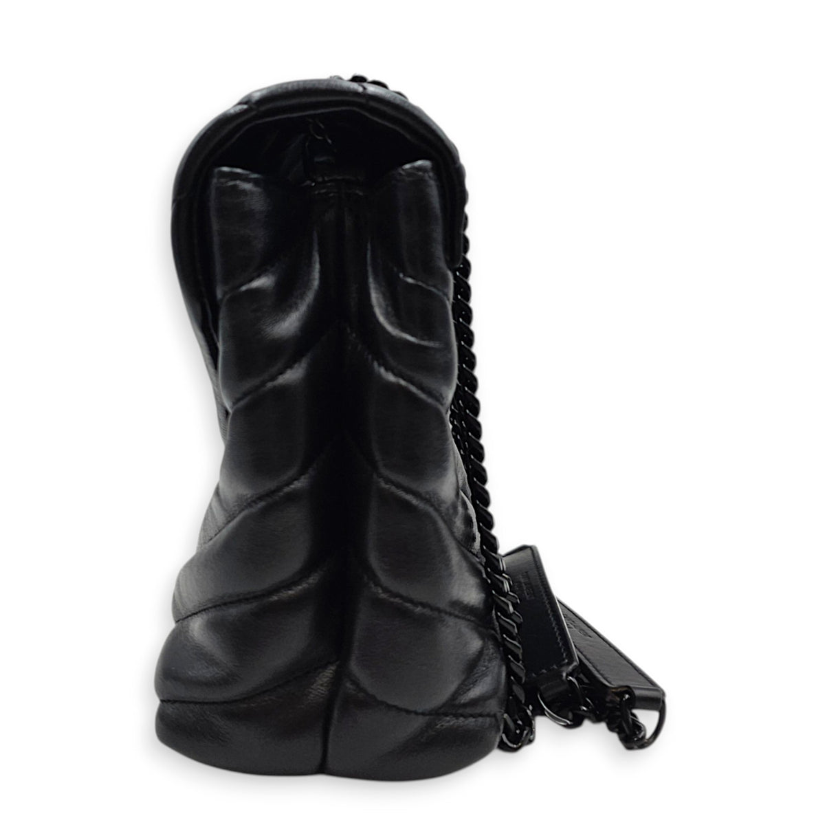 Loulou Medium Black Shoulder Bag in Calfskin Ruthenium hardware