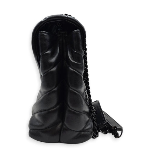 Loulou Medium Black Shoulder Bag in Calfskin Ruthenium hardware