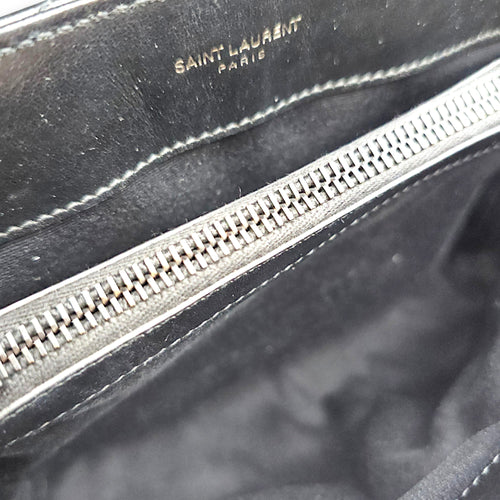 Loulou Medium Black Shoulder Bag in Calfskin Ruthenium hardware