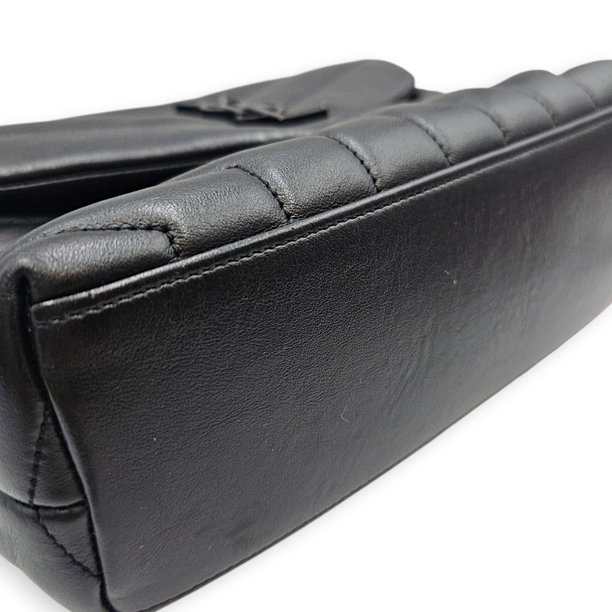 Loulou Medium Black Shoulder Bag in Calfskin Ruthenium hardware