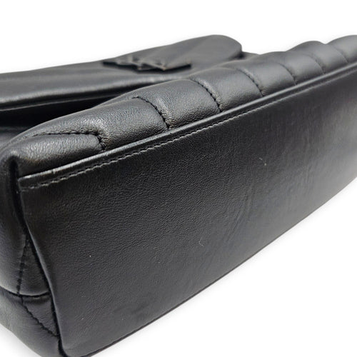 Loulou Medium Black Shoulder Bag in Calfskin Ruthenium hardware
