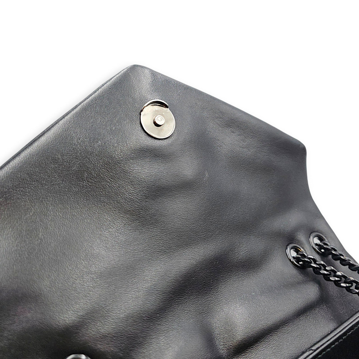 Loulou Medium Black Shoulder Bag in Calfskin Ruthenium hardware