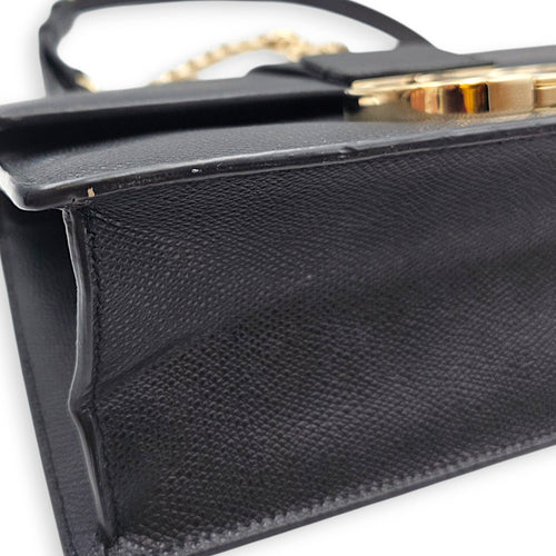 30 Montaigne Medium Black Shoulder Bag in Calfskin Gold hardware