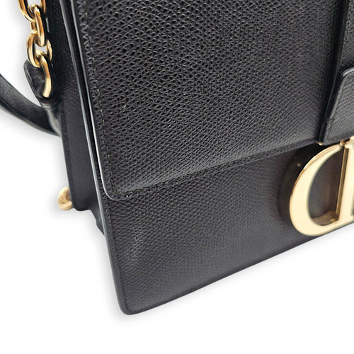 30 Montaigne Medium Black Shoulder Bag in Calfskin Gold hardware