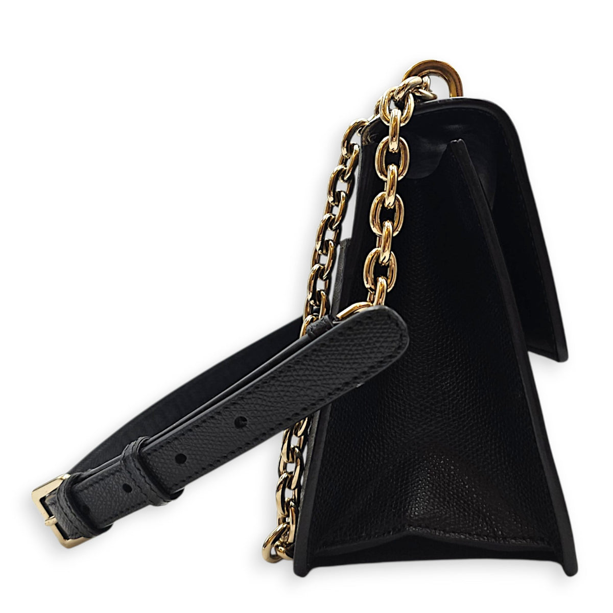 30 Montaigne Medium Black Shoulder Bag in Calfskin Gold hardware