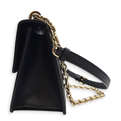 30 Montaigne Medium Black Shoulder Bag in Calfskin Gold hardware