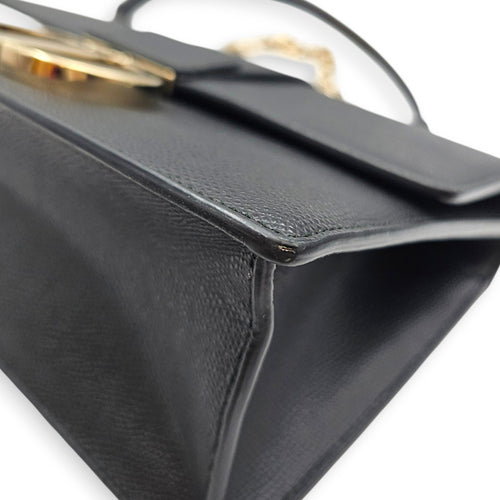 30 Montaigne Medium Black Shoulder Bag in Calfskin Gold hardware