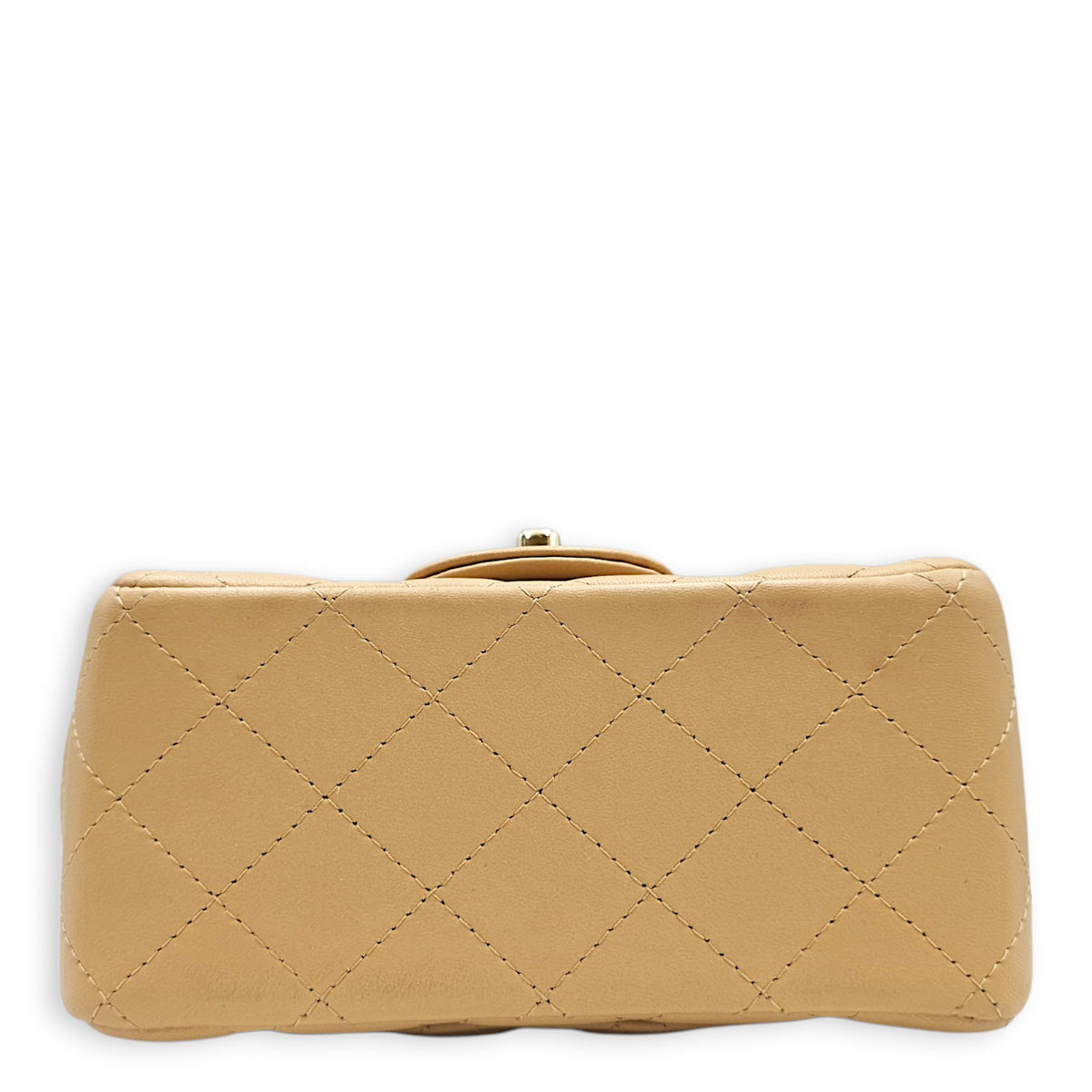 Mini Square Flap Beige  Shoulder Bag in Calfskin Silver hardware