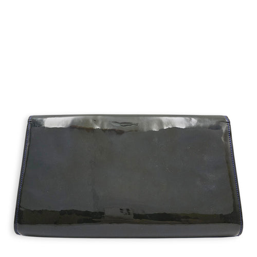 Belle Du Jour  Long Blue Clutch in Patent Leather Gold hardware