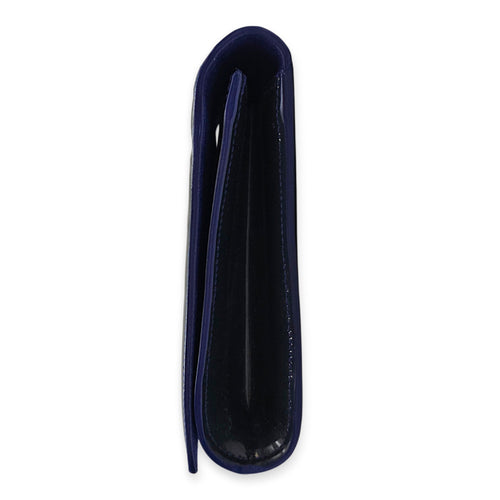 Belle Du Jour  Long Blue Clutch in Patent Leather Gold hardware